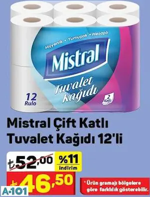 MİSTRAL ÇİFT KATLI TUVALET KAĞIDI